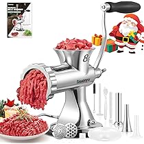 手動肉ミンサー スタッファーチューブ付き ステンレス鋼 肉グラインダー 肉挽き Amazon | Huanyu ミートチョッパー 手動式ミンサー 肉挽き 304